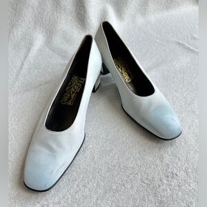 Salvatore Ferragamo Women’s‎ Pumps Satin shoes Crystal silver blue size 8B